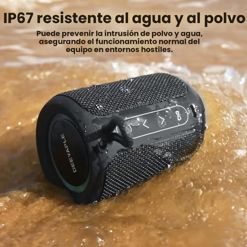 Miniatura 5 de Altavoz Bluetooth inalámbrico, IP67 impermeable y a prueba de polvo altavoz portátil con luces, sonido estéreo fuerte de 15 W, batería de 2500 mAh