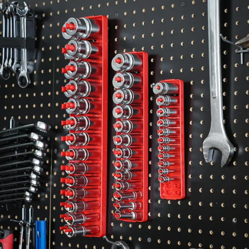 Miniatura 12 de OEMTOOLS 22413 Juego de 6 bandejas de enchufes SAE y métricos, almacenamiento de enchufes SAE y métrico para tamaños de 1/4", 3/8" y 1/2", soportes