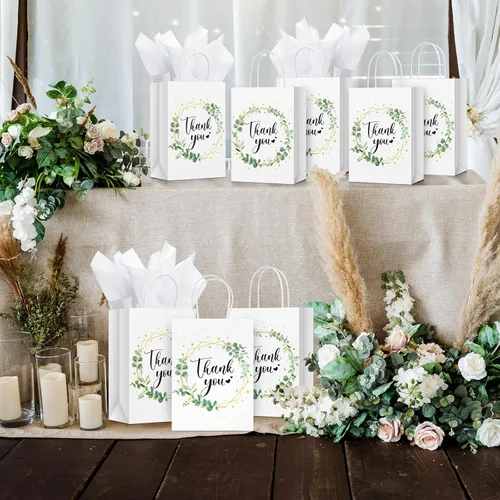 Miniatura 7 de Tinlade 30 bolsas de regalo de agradecimiento con papel de seda dorado con asa para graduación, negocios, compras, boda, ducha, regalos de fiesta