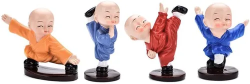 Miniatura 2 de Estatua de monje lindo para bebé, no escucha el mal, no ve mal, no habla mal, no hacer mal, estatua de monje budista chino en miniatura, 4 piezas