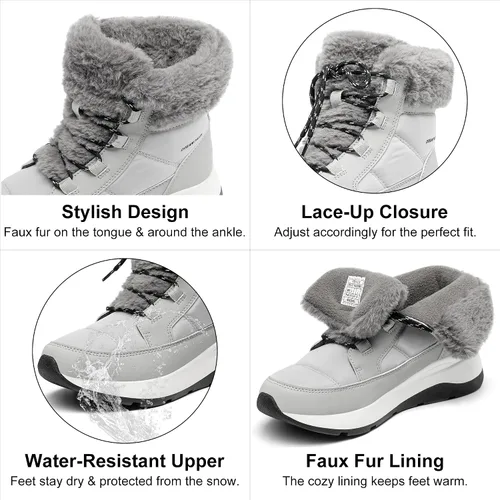 Miniatura 2 de DREAM PAIRS Zaylee - Botas de nieve de invierno para mujer, botines impermeables de piel sintética, botas cortas cómodas para mujer
