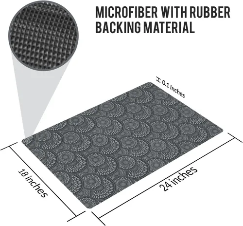 Miniatura 5 de Alfombrilla de tocador de baño de 24 x 18 pulgadas, microfibra sin deslizamiento, diseño gris 1S