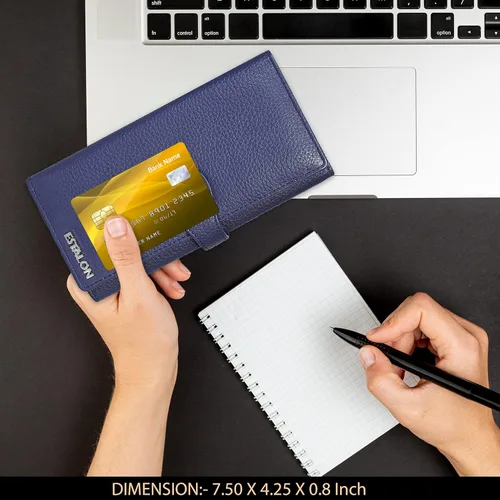 Miniatura 4 de Carteras de piel con bloqueo RFID, para cheques, con 11 ranuras para tarjetas, para mujer