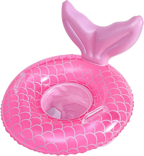 Miniatura 7 de Flotador de piscina para bebé, anillo inflable de sirena con asa de asiento, flotadores de piscina para bebés y niñas pequeños Rosa