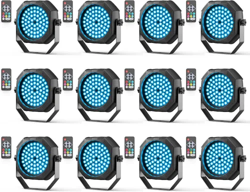 Miniatura 12 de Luces de escenario alimentadas por batería, luces estroboscópicas recargables con alimentación USB, control automático activado por sonido, 30W RGB