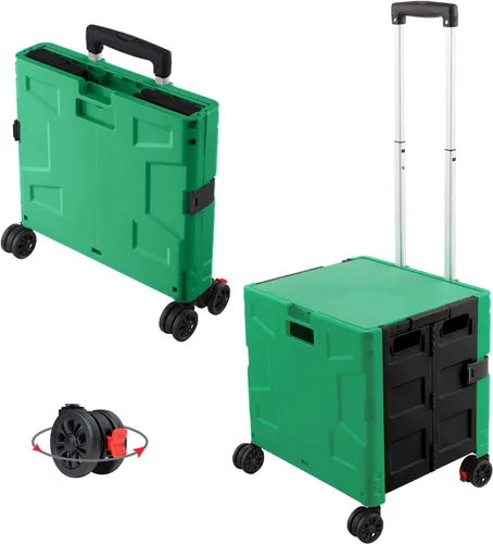 Miniatura 15 de FELICON SELORSS Carro de Utilidad Plegable Carro de Mano Plegable con Mango Telescópico de Plástico Resistente Cesta Plegable de 4 Ruedas Giratorias