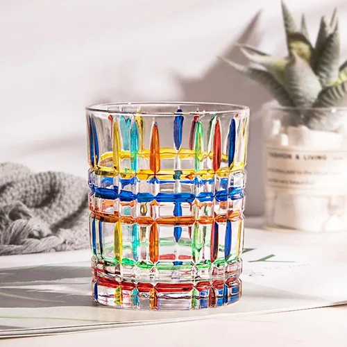 Miniatura 4 de Copas de Bebida Coloridas, Vasos de Agua Pintados a Mano, Vasos de Agua Multicolor, Copas de Vino y Whisky, Vasos de Tumblar (para cubitos de hielo)