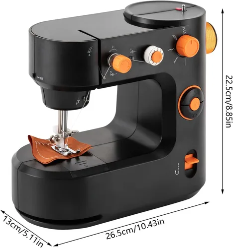 Miniatura 9 de Máquina de coser portátil, mini máquina de coser de 2 velocidades, kit de costura seguro y máquina de coser pequeña fácil de usar con luz LED, pedal