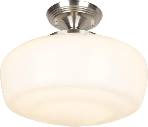 Miniatura 11 de Lámpara de techo estilo casa escolar semiempotrada con bombilla regulable y control remoto, lámpara de techo moderna dorada de 12" con pantalla