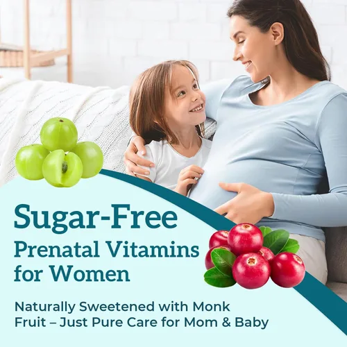 Miniatura 6 de Quorinthiumax Gomitas prenatales sin azúcar, 180 unidades, vitaminas prenatales orgánicas para mujeres con folato, DHA y probióticos, gomitas
