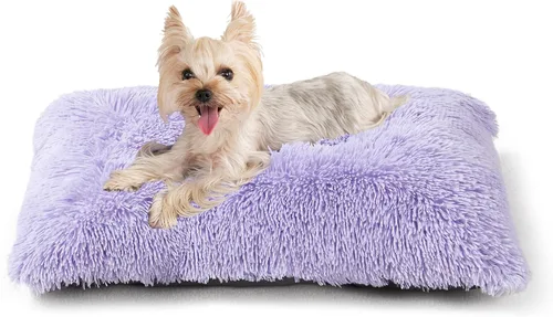 Miniatura 29 de EHEYCIGA Cama Esponjosa para Jaula de Perros Grandes, Almohadilla de Jaula de Piel Sintética Afelpada, Cama Calmante Anti-Ansiedad para Perros Negro