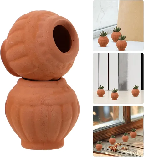 Miniatura 5 de Happyyami Macetas pequeñas de terracota, paquete de 4 macetas pequeñas de arcilla con agujeros de drenaje para suculentas, decoración de escritorio