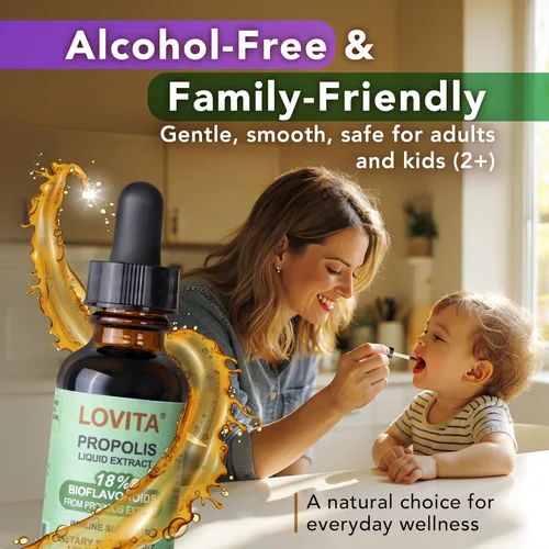 Miniatura 3 de LOVITA Extracto líquido de propóleo de abeja, gotas de resina 5:1 con 18% de bioflavonoides, antioxidante sin alcohol, apoyo inmunológico y calmante
