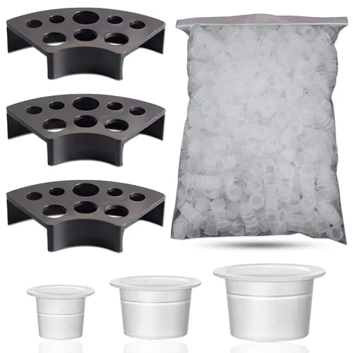 Miniatura 8 de Tapas para tinta de tatuaje - Emalla 1000 piezas Pequeñas tazas de tinta de tatuaje desechables con base #11MM tapas de plástico para pigmento