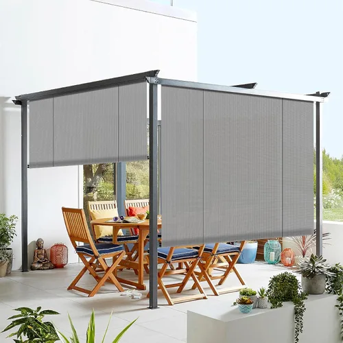 Miniatura 10 de Windscreen4less Persianas opacas enrollables para exteriores, pantalla de privacidad para pérgola, balcón, porche, cochera, terraza, ventana, 8' An