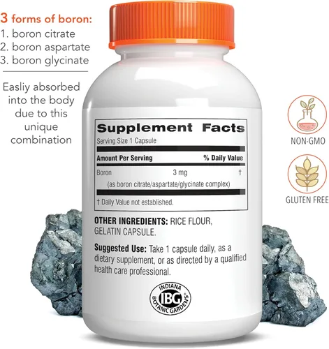 Miniatura 2 de Botanic Choice Super Boro Complex (3 mg) – Promueve la salud ósea y la próstata mediante la metabolización del calcio y el magnesio – 3 formas