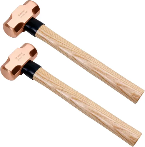Miniatura 25 de WEDO Juego de martillo de trineo de cobre de 3 piezas, 3 lb+4 lb+5 libras, mango de fibra de vidrio, forja, resistente a la corrosión, estándar DIN