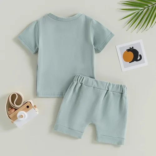 Miniatura 10 de Conjunto de camiseta de manga corta para bebé niño y niña, camiseta de manga corta, pantalones cortos casuales, ropa para recién nacidos, 6, 12, 18