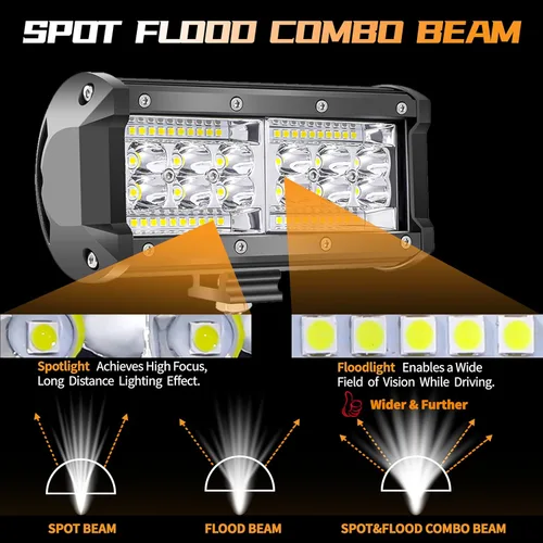Miniatura 9 de Barra de luz LED de 7 pulgadas, luces LED de 240 W y 24000 lm para tractores, luces LED de trabajo para camión, luces combinadas de inundación