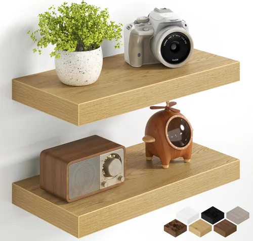 Miniatura 44 de Fun Memories Estantes flotantes de 16 pulgadas para pared, estantes de 8 pulgadas de profundidad para baño, dormitorio, cocina, montaje en pared