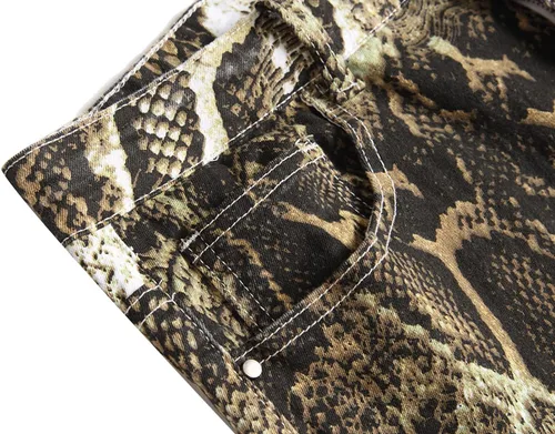 Miniatura 112 de Baylvn - Pantalones de mezclilla entallados y estampados para hombre con corte recto