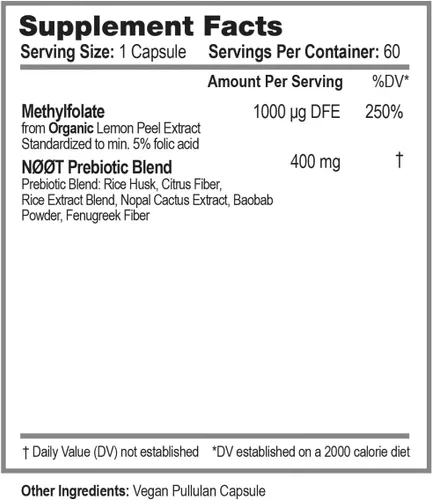 Miniatura 4 de NOOT Metilfolato orgánico 1000 mcg DFE, folato de origen vegetal con 5-MTHF de origen natural para energía, estado de ánimo, metilación, formación