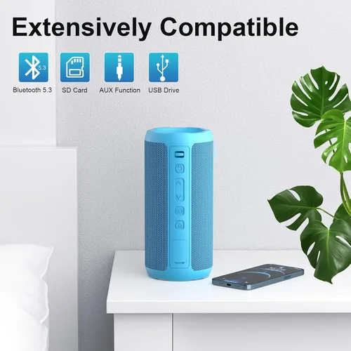 Miniatura 6 de Ortizan Altavoz Bluetooth portátil inalámbrico, IPX7 impermeable, a prueba de polvo y a prueba de óxido, potente sonido de 24 W, graves mejorados