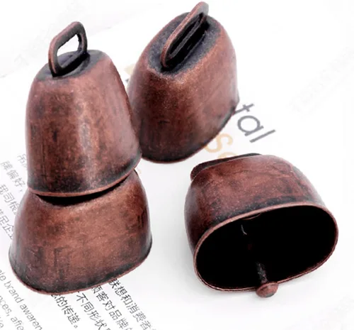 Miniatura 5 de Paquete de 6 campanas de cobre de pastoreo de vaca, caballo, oveja, campanas pequeñas de latón con cuerda de cáñamo, ganado, cabra, cabras