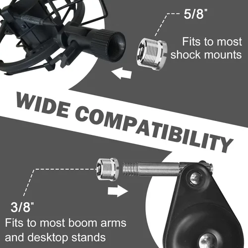 Miniatura 3 de Adaptador de tornillo de micrófono moleteado macho de 5/8 pulgadas a hembra de 3/8 pulgadas para soporte de micrófono de micrófono de 4 piezas