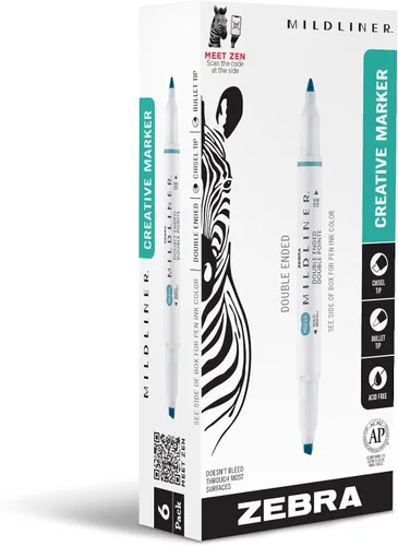 Miniatura 10 de Zebra Pen Mildliner - Resaltador de doble punta, puntas gruesas y finas, Azul