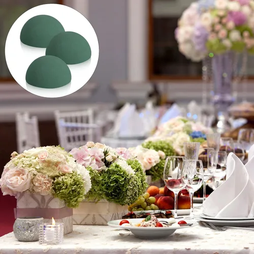 Miniatura 5 de Shihanee 12 bolas redondas de espuma floral en bloque de espuma floral húmedo y seco, bolas de espuma de flores verdes para flores artificiales