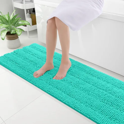 Miniatura 269 de Grandaily Alfombras de baño de felpilla a rayas de 24 x 16 pulgadas, extra gruesas y suaves, absorbentes, parte trasera de goma, alfombra de ducha