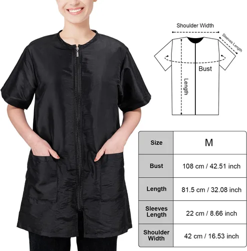 Miniatura 7 de Noverlife Ropa de trabajo de aseo para mascotas con cremallera completa, ligera, a prueba de salpicaduras, manga corta y larga, chaqueta de aseo