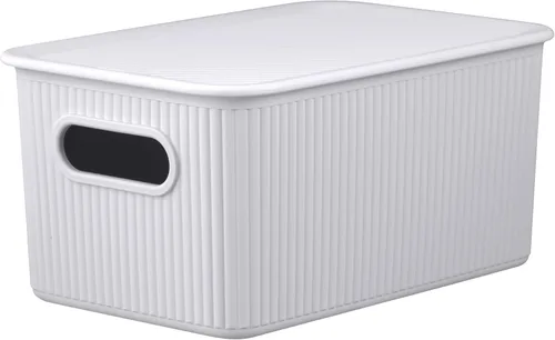 Miniatura 21 de Superio Colección acanalada - Cestas organizadoras decorativas de plástico para almacenamiento en casa, cajas contenedoras azules para organizar