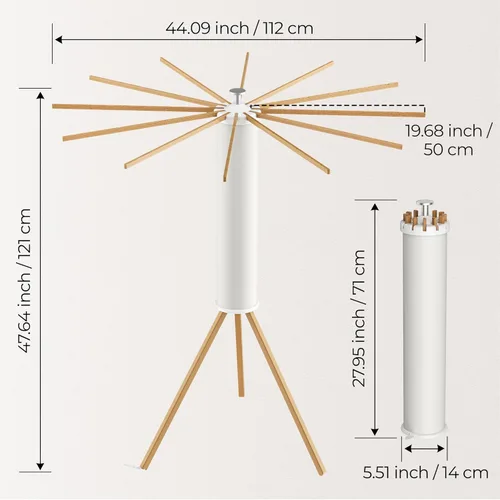 Miniatura 2 de SUNOUTLY Estante de secado de ropa con trípode, estante portátil y plegable para ahorrar espacio, estante para secadora de ropa, balcón, dormitorio