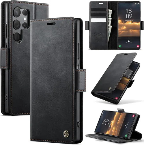 Miniatura 66 de Funda tipo cartera para iPhone 13 de piel tipo cartera con tarjetero y función atril, cierre magnético, bloqueo RFID, TPU a prueba de golpes