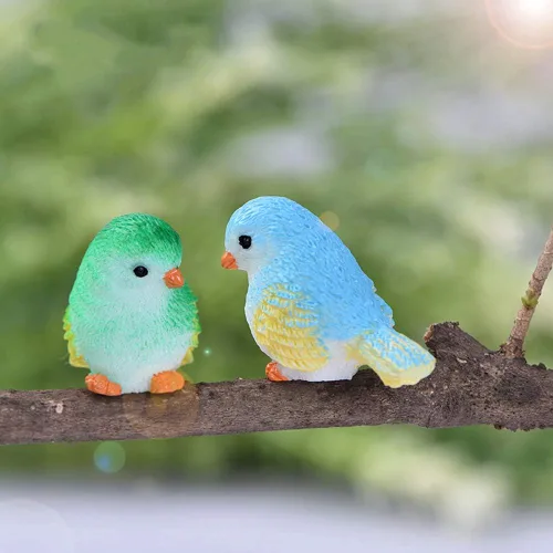 Miniatura 5 de Figuras decorativas de pájaros en miniatura, 12 piezas, mini figuras de casa de muñecas de pájaros, accesorios de decoración de jardín de hadas