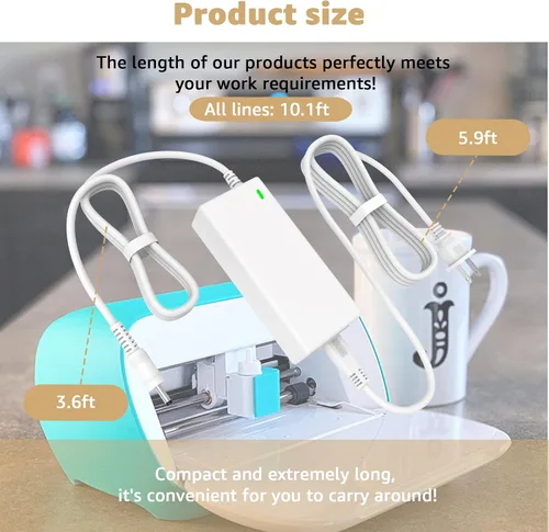 Miniatura 3 de Cable de alimentación compatible con Cricut Joy Machine modelo 2007813 JCTR101 2007992 PC2007992 GHFB23405 SS2076299 TS-A045-1800251 para Cricut Joy