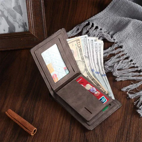 Miniatura 7 de Lovejewelry Carteras personalizadas con fotos para hombres, cartera de piel grabada para padre, novio (estilo 1)