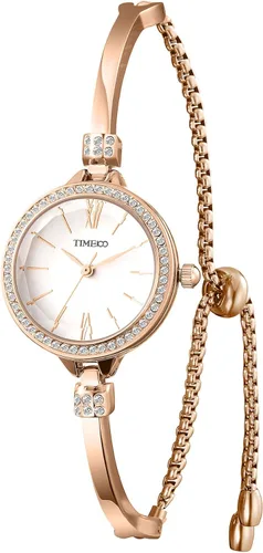 Miniatura 16 de TIME100 Reloj de pulsera para mujer, de cuarzo, con esfera verde, bisel con cristales en el movimiento, correa de pulsera con diamantes, resistente