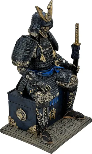 LOOYAR Estatua de guerrero samurai antiguo medieval zombi de resina, figura decorativa artesanal para sala de estar, porche, oficina, escritorio,