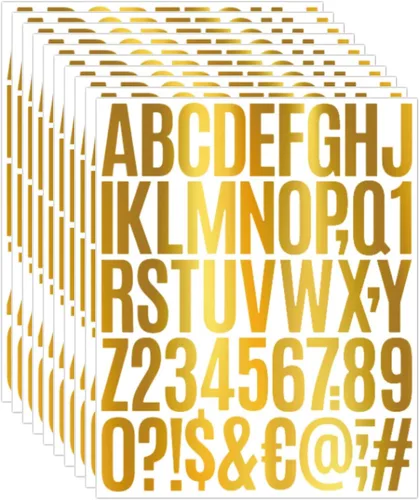 Miniatura 10 de 10 hojas de 500 calcomanías de letras de vinilo, autoadhesivas de números del alfabeto, de 2 pulgadas, impermeables, para buzones, ventanas