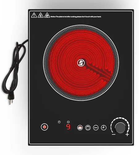 Miniatura 12 de Placa de cocina eléctrica, quemador eléctrico de 2 quemadores integrados y encimera para cocinar, estufa de 2400 W 110 V, 11 ajustes de potencia