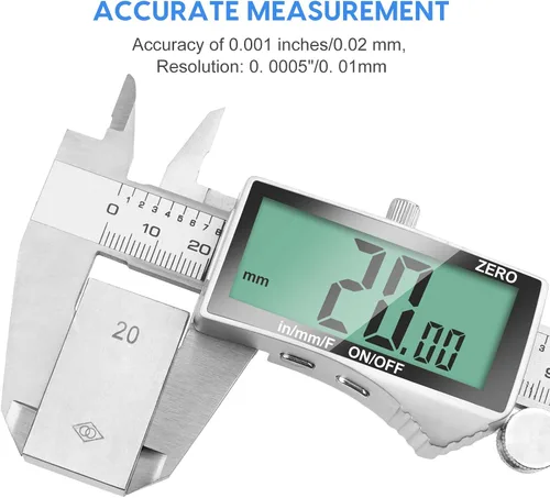 Miniatura 2 de Calibre Digital, Herramienta de Calibre de 6 Pulgadas con Pantalla LCD Extra Grande, Función de Apagado Automático, Cambio Fácil entre Pulgadas