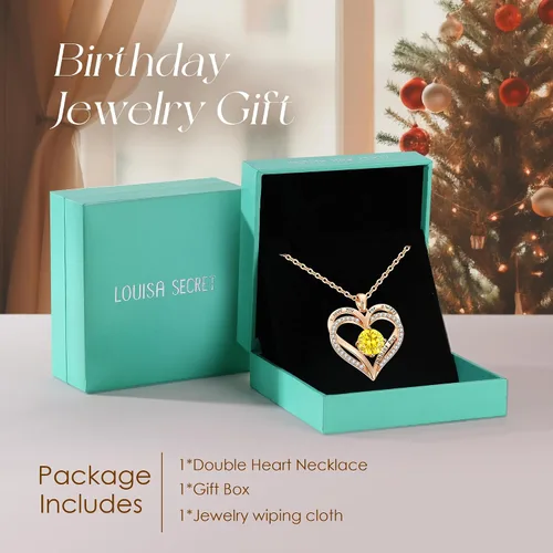 Miniatura 155 de LOUISA SECRET Love Heart Birthstone Necklaces for Women, Birthday Gift for Women, Anniversary Jewelry for Wife Her, 925 Sterling Silver Pendant