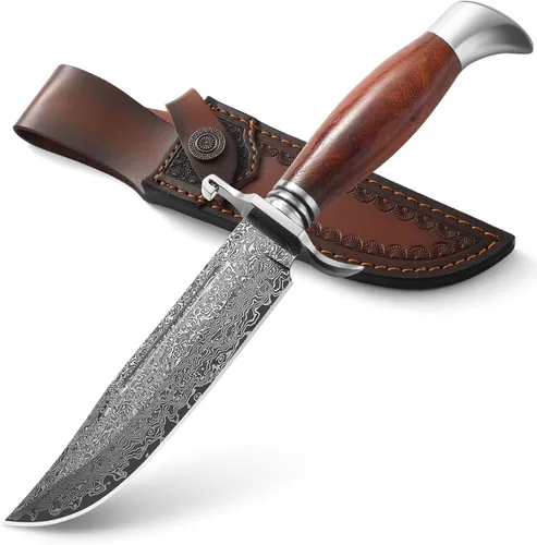 DRACHENADER Cuchillo Bowie de 10.5 pulgadas con funda, cuchillo de hoja fija de supervivencia y bushcraft para caza al aire libre (C-Tipo