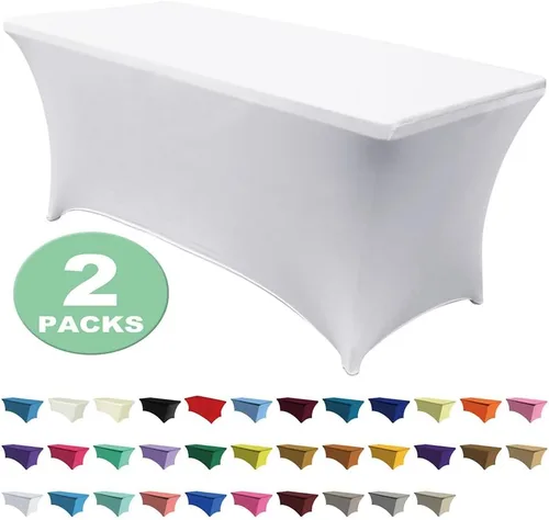 Miniatura 10 de ABCCANOPY Paquete de 2 manteles de elastano negro de 4 pies, elásticos, resistentes a las arrugas, reutilizables, para mesa plegable rectangular