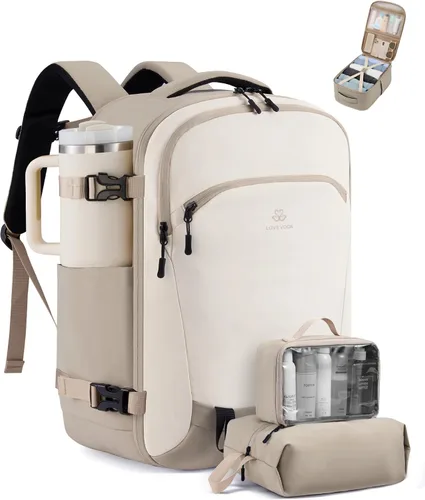 Miniatura 10 de LOVEVOOK Mochila de viaje para computadora portátil para mujer, aprobada por aerolíneas, bolsa de artículos personales, 3 unidades, Negro, Mochilas