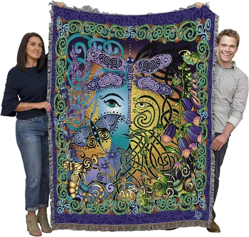 Pure Country Weavers Manta de jardín de Jen Delyth - Tapiz de regalo celta tejida de algodón, fabricada en los Estados Unidos (72 x 54 pulgadas)