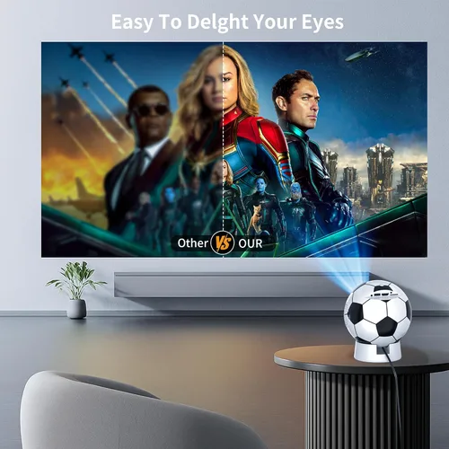 Miniatura 2 de Proyector de la Copa del Mundo 2026 con WiFi y Bluetooth, proyector de película portátil con rotación de 180°, compatible con 4K 1080P